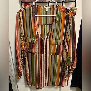 Size 22/24 Cato Multicolored Striped Blouse